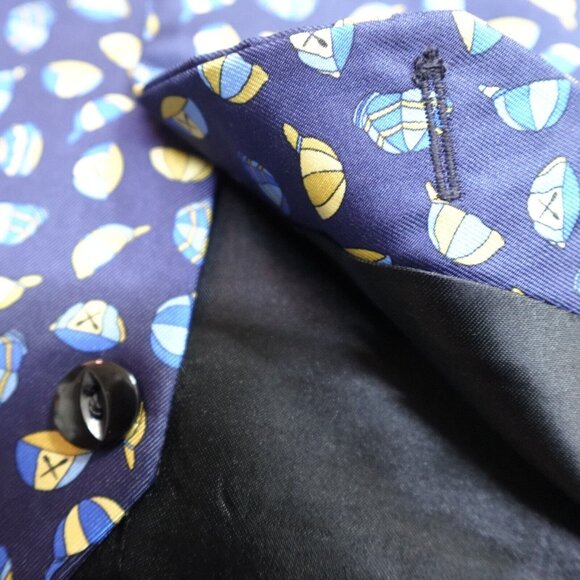 New & Lingwood Vest Small Blue Waistcoat 100% Silk Made in England - Picture 10 of 10